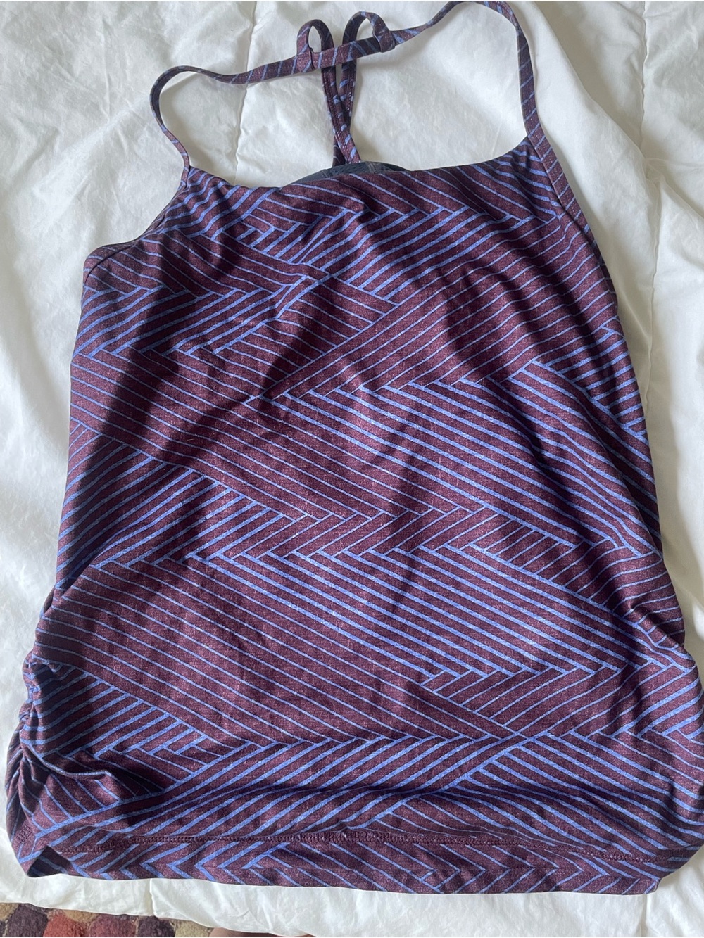 Prana Plum and Periwinkle Striped Halter Tank